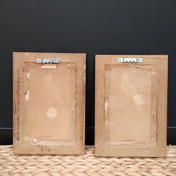 VINTAGE Mexican Feathercraft Bird Feather Picture Carved Wood Frames 7” x 4 1/2” - Picture 5 of 7